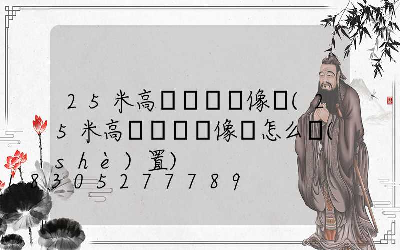 25米高桿燈帶攝像頭(25米高桿燈帶攝像頭怎么設(shè)置)