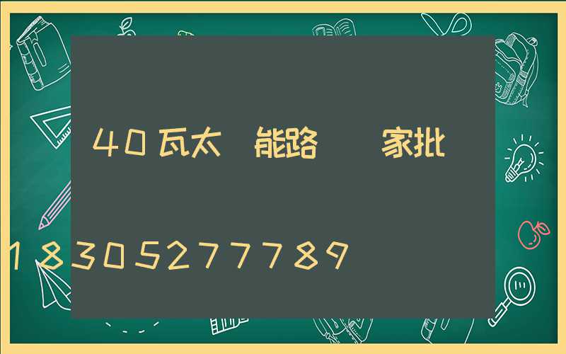 40瓦太陽能路燈廠家批發