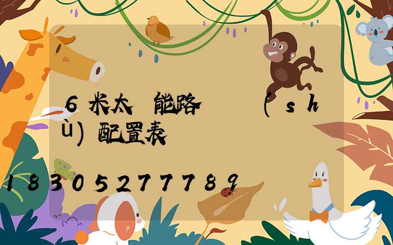 6米太陽能路燈參數(shù)配置表