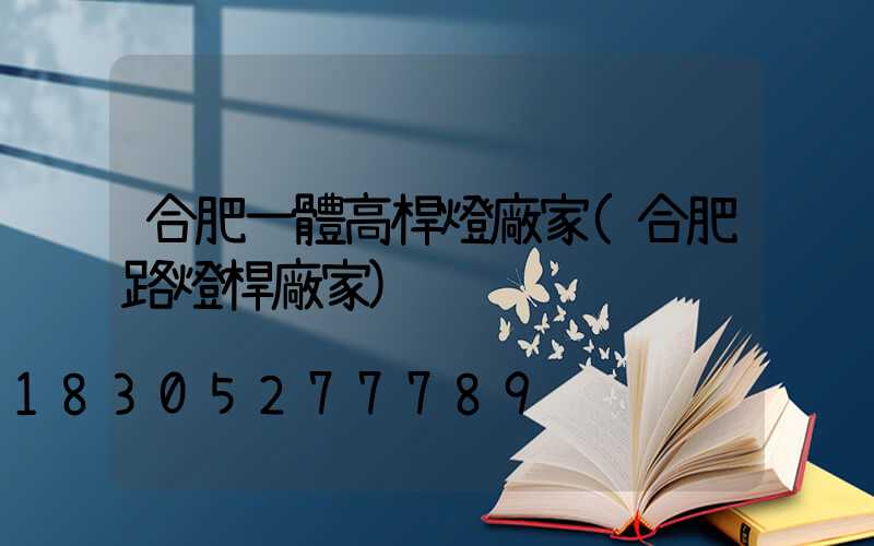 合肥一體高桿燈廠家(合肥路燈桿廠家)