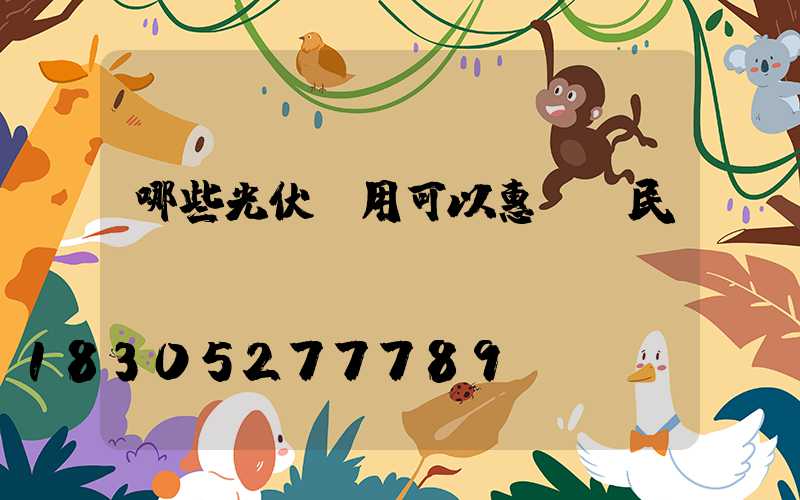 哪些光伏應用可以惠及農民？