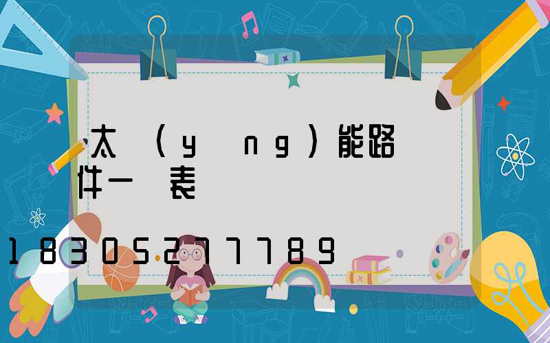 太陽(yáng)能路燈組件一覽表