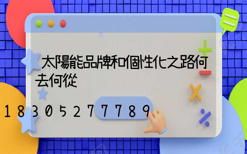 太陽能品牌和個性化之路何去何從