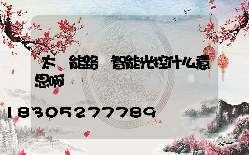 太陽能路燈智能光控什么意思啊