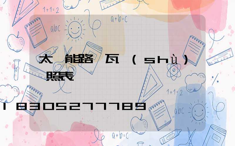 太陽能路燈瓦數(shù)對照表