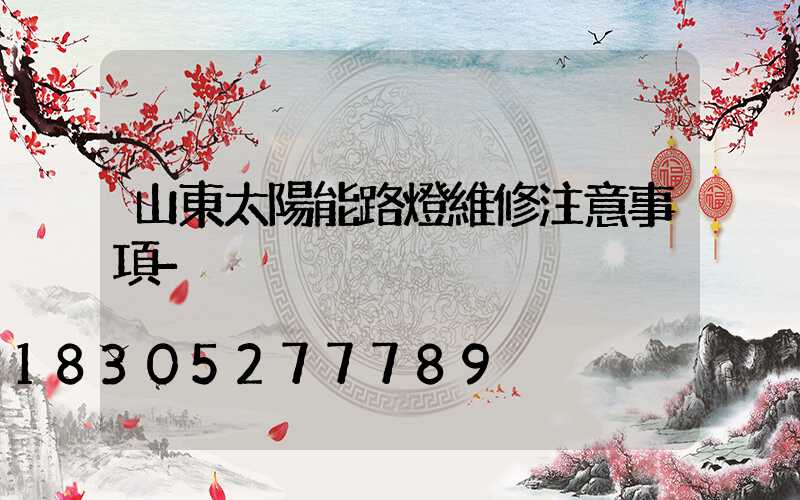 山東太陽能路燈維修注意事項-