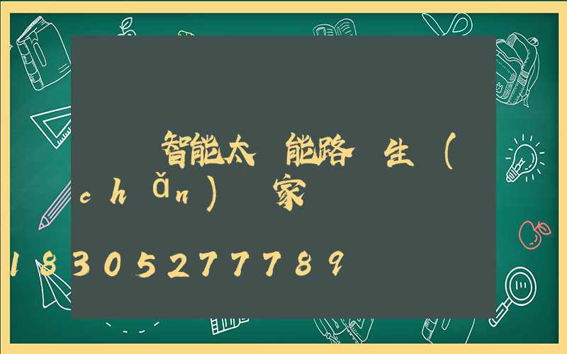 廣東智能太陽能路燈生產(chǎn)廠家