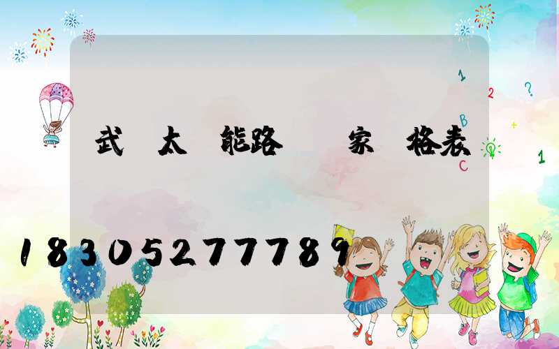 武漢太陽能路燈廠家價格表
