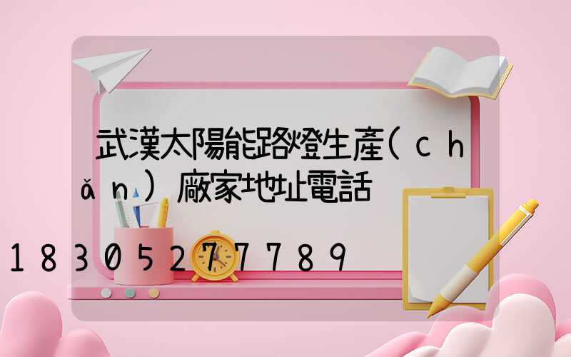 武漢太陽能路燈生產(chǎn)廠家地址電話