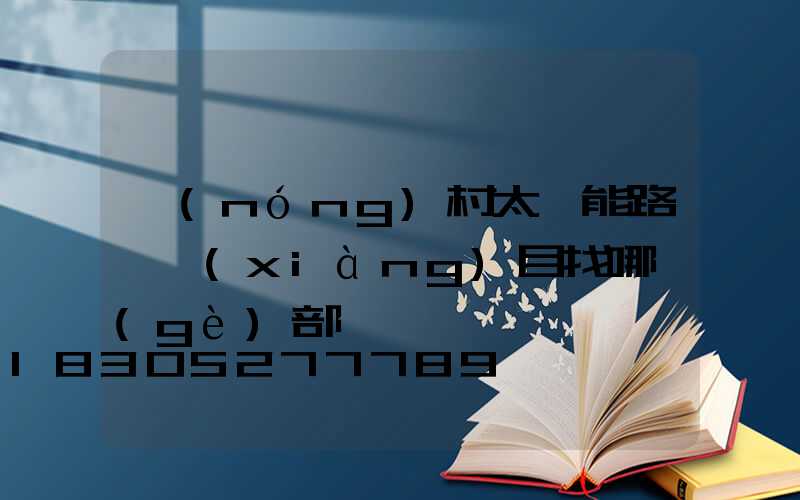 農(nóng)村太陽能路燈項(xiàng)目找哪個(gè)部門