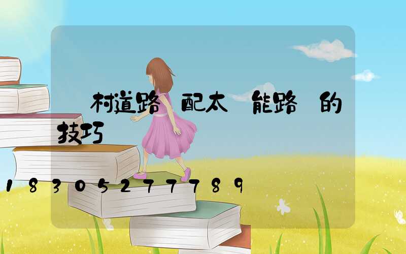 農村道路選配太陽能路燈的技巧