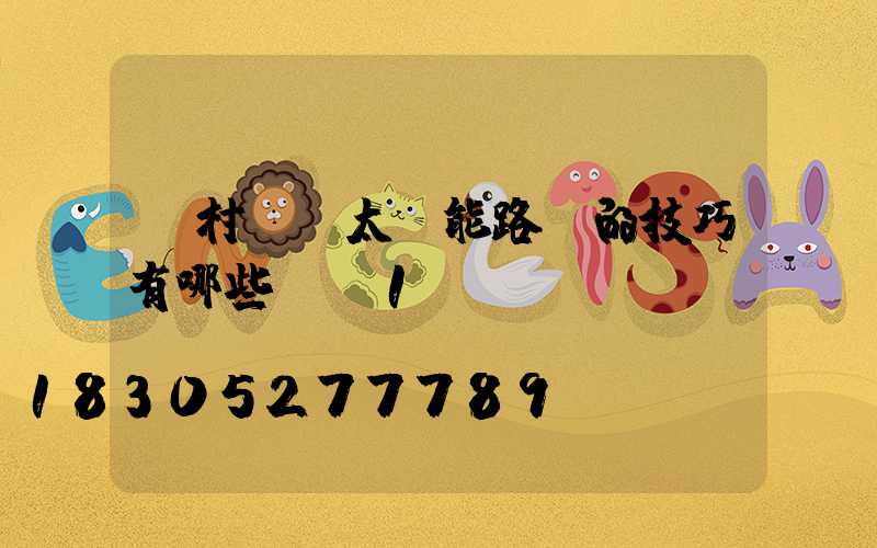 農村選擇太陽能路燈的技巧有哪些？_1