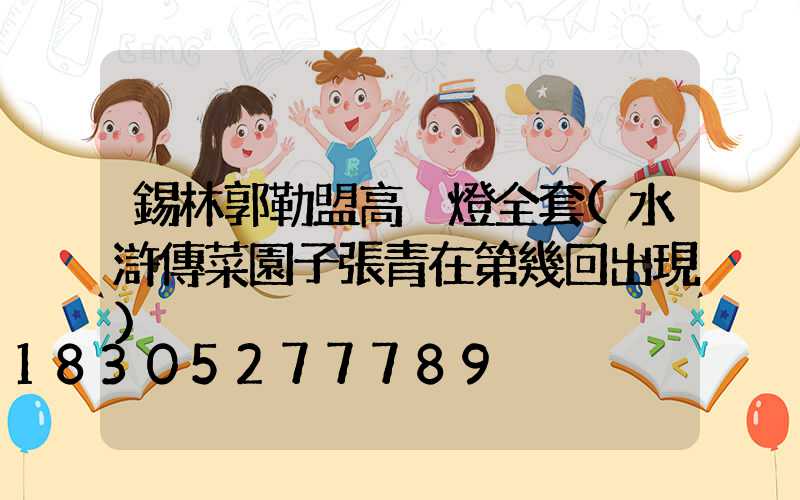錫林郭勒盟高桿燈全套(水滸傳菜園子張青在第幾回出現)